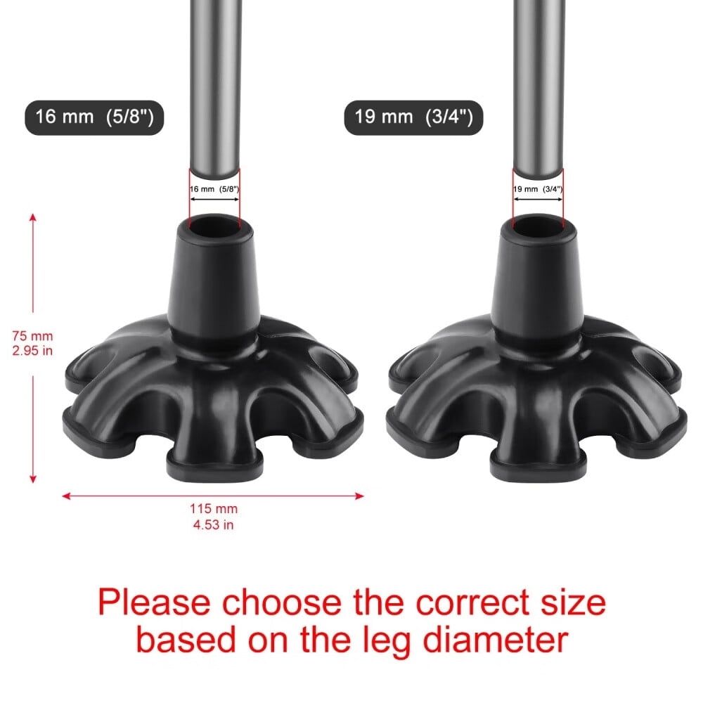 Cane Tip - Self Standing Heavy Duty Rubber Replacement for Walking Cane-Stable Six Point Non-Slip Cane Tip for Folding Cane Walking Stick Cane Accessory Cane Foot Pad - Image 4