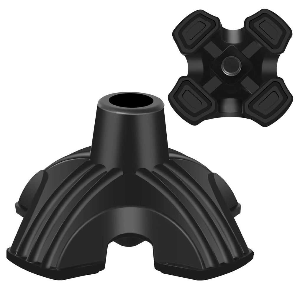 Walking Cane Tip | Self Standing,Quad Replacement for Walking Cane (3/4Inch) | Stable Four Point Anti-Slip Stand for Cane | 4 Prong Rubber Tip for Walking Cane and Standing Stick