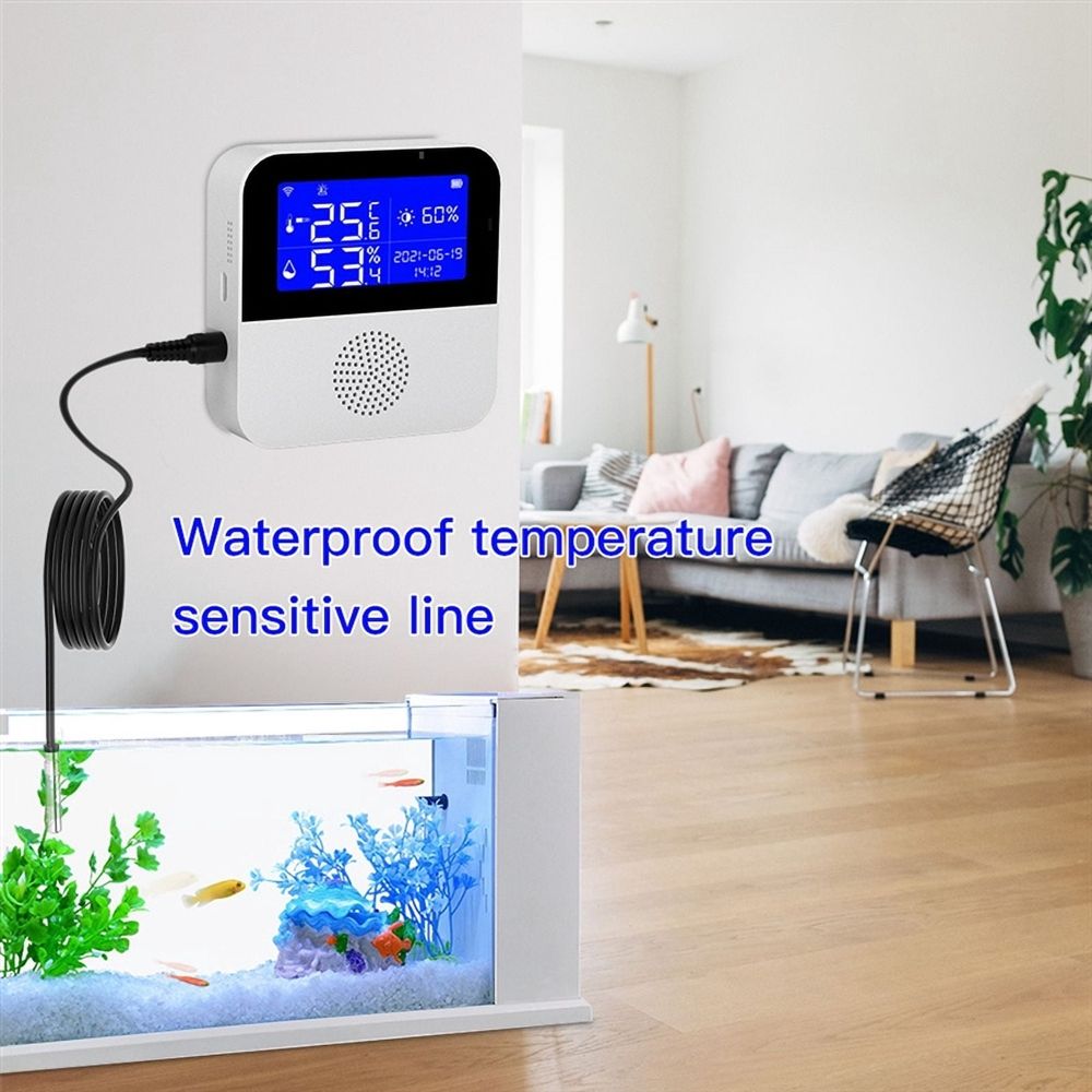 Smart Wifi Temperature Humidity Sensor Doodle Temperature and Humidity Meter Home Dual Temperature Sensor with Probe,White - Image 2