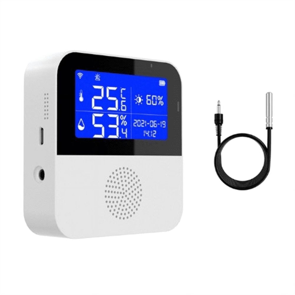 Smart Wifi Temperature Humidity Sensor Doodle Temperature and Humidity Meter Home Dual Temperature Sensor with Probe,White - Image 3