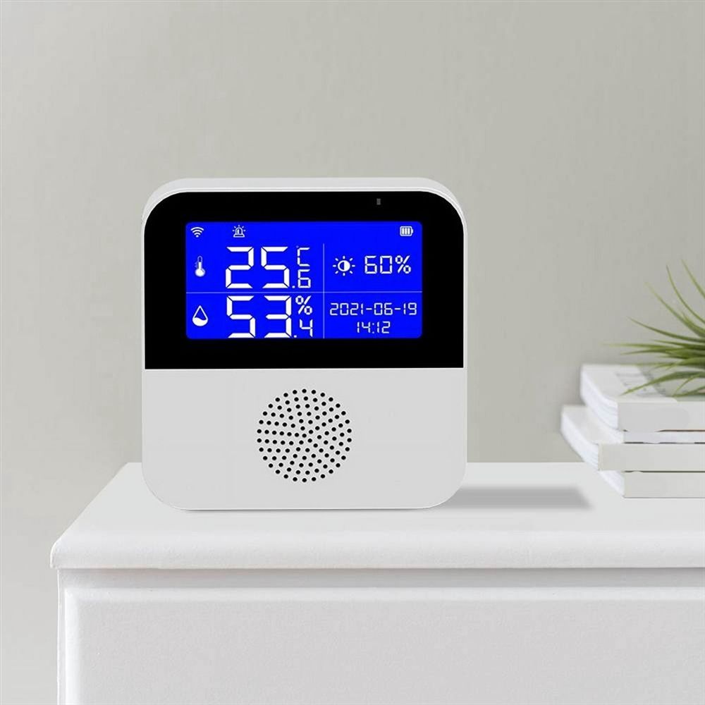 Smart Wifi Temperature Humidity Sensor Doodle Temperature and Humidity Meter Home Dual Temperature Sensor with Probe,White - Image 5