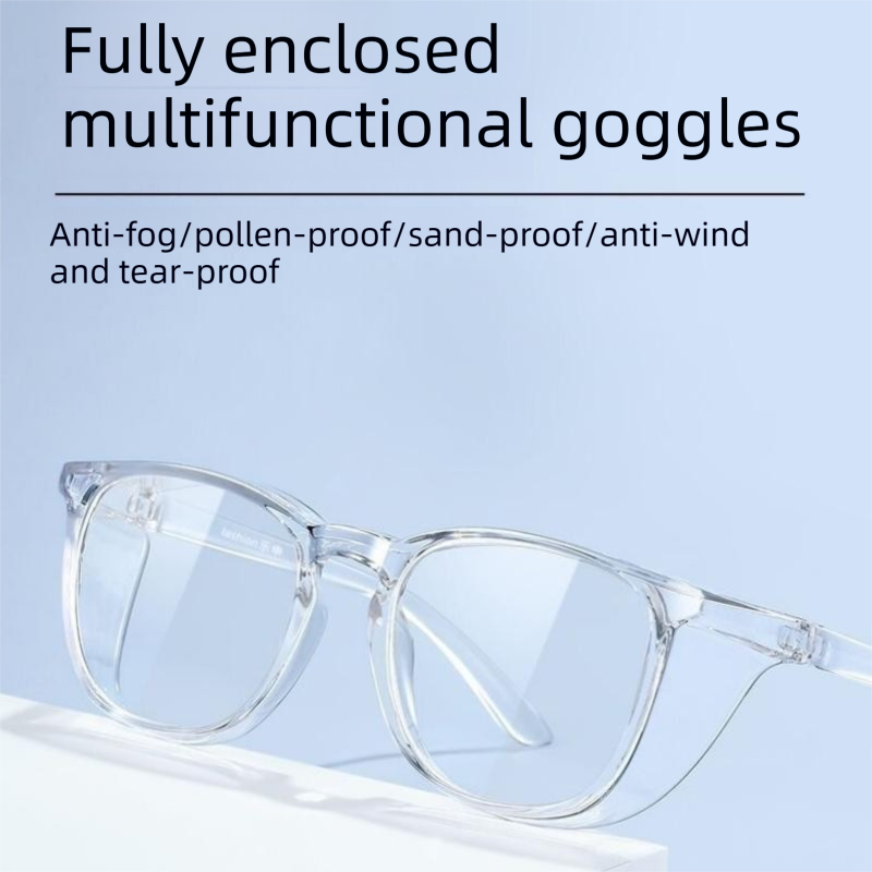 Transparent gray frame Full Coverage Safety Goggles - Anti-Fog Windproof Dustproof Protective Eyewear with Side Shields, Lightweight PC Glasses for Cycling and Lab Work - Image 2
