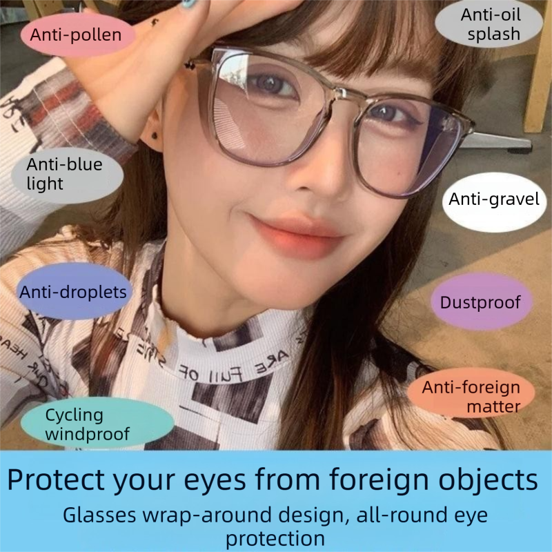 Transparent gray frame Full Coverage Safety Goggles - Anti-Fog Windproof Dustproof Protective Eyewear with Side Shields, Lightweight PC Glasses for Cycling and Lab Work - Image 3