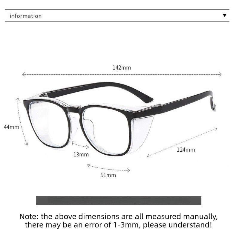 Transparent gray frame Full Coverage Safety Goggles - Anti-Fog Windproof Dustproof Protective Eyewear with Side Shields, Lightweight PC Glasses for Cycling and Lab Work - Image 7